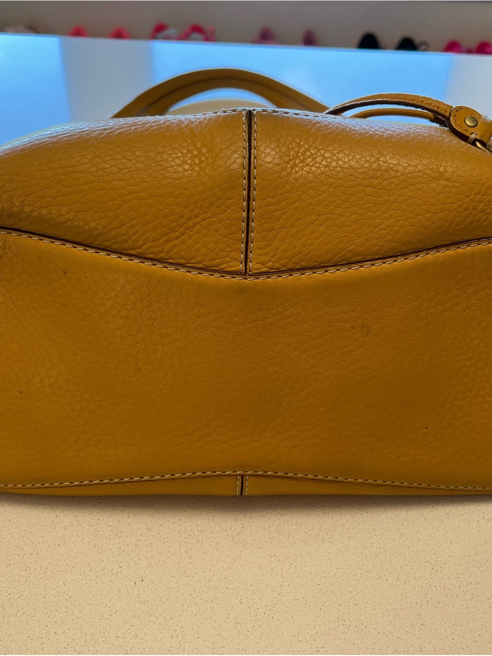 Cole Haan Mustard Leather Drawstring Shoulder Bag - Picture 4 of 14